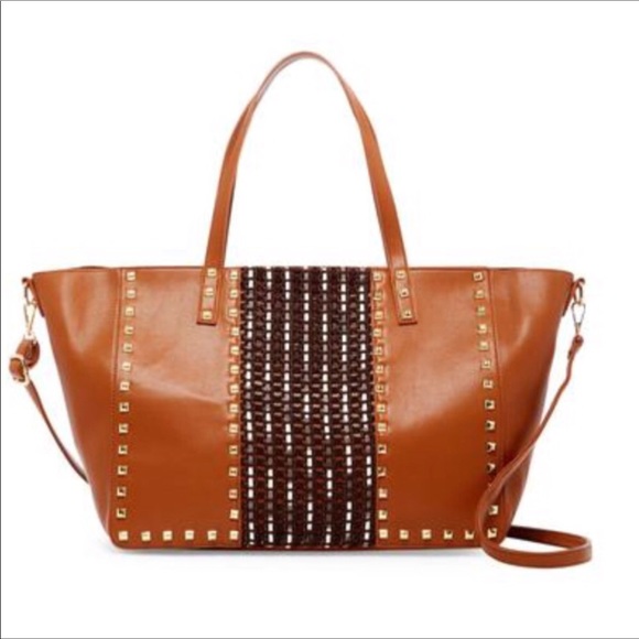 Pink Haley Handbags - Oversized Studded Tote Cognac Color
